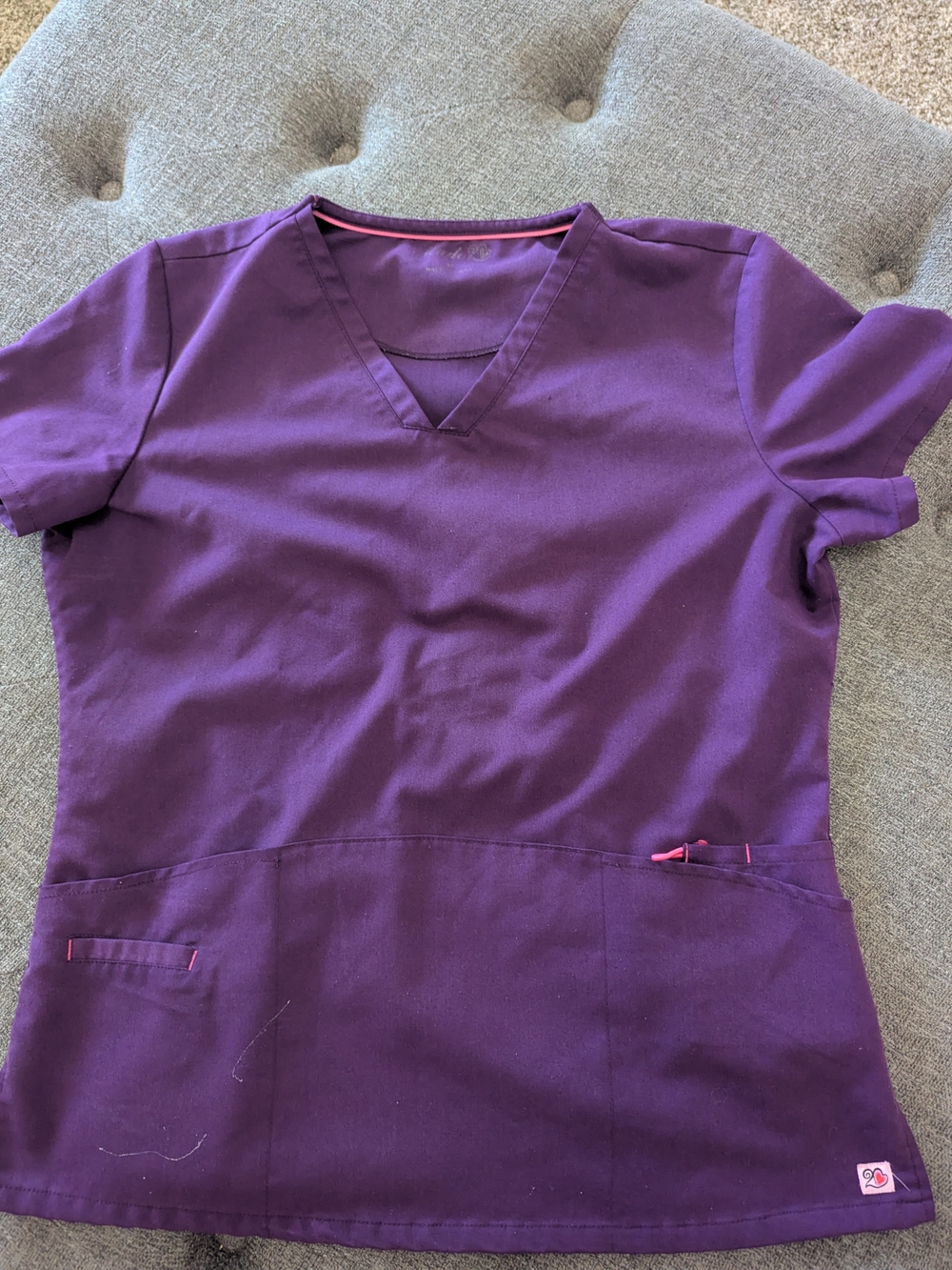 Women's V-Neck Short Sleeve Scrub Top - Purple